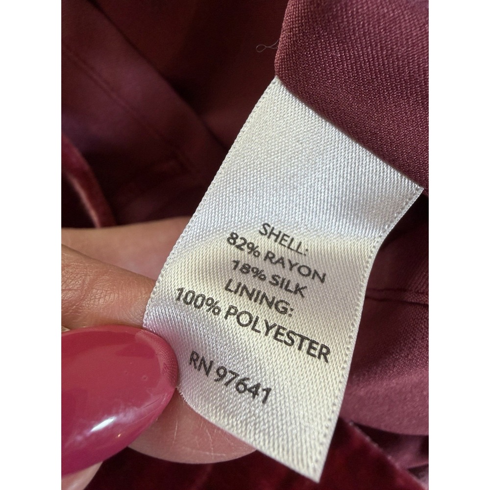 Vtg 90s J. Jill Raspberry Velvet Dress~L~Silk Bld Shift Long Slvs Glam Boho Luxe - Picture 8 of 13